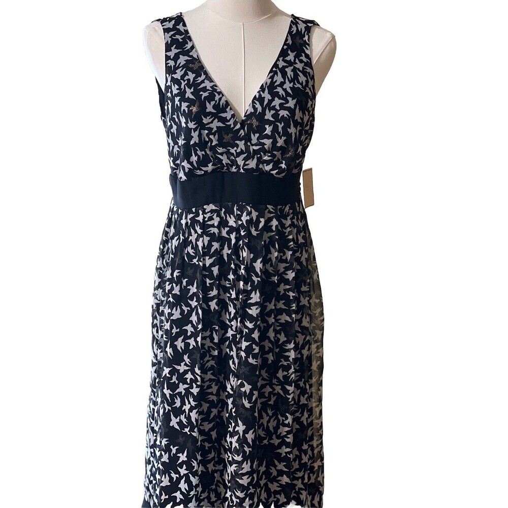 Jonathan Martin Dress size 12 V Neck Black White Print Tie Waist Garden Party